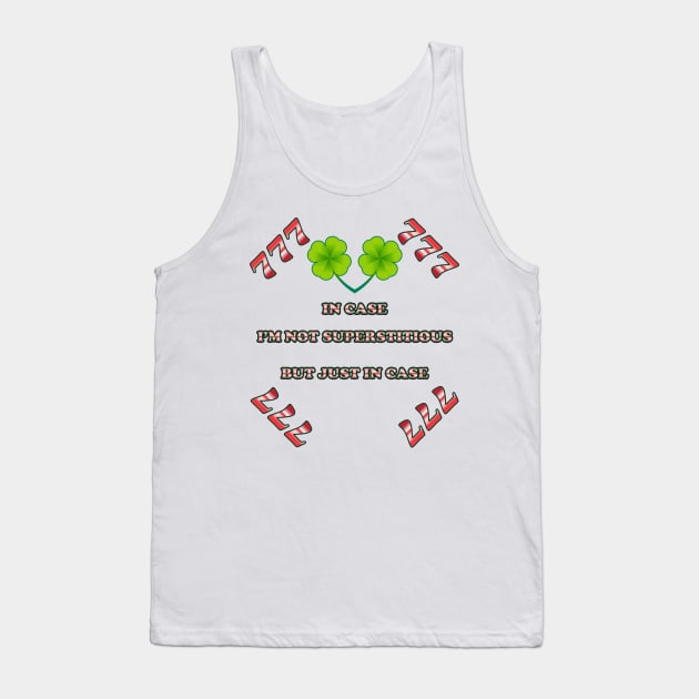 Luck and Superstition Poster - Lucky 7 and Four-Leaf Clovers - Inspirational Phrase Tank Top by Berny34Graphics